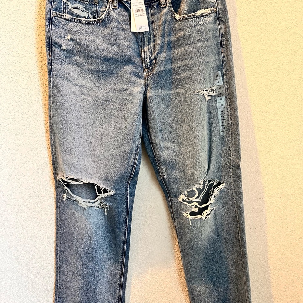 American Eagle Low-Rise Baggy  Straight Leg Jeans Size 12 Regular